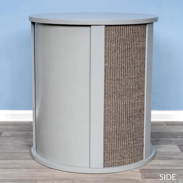 The Refined Feline Purrrrfect End Table Cat Bed - Wood Cat Furniture Nightstand, Replaceable Scratch Pad & Cushion