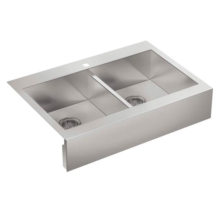 Vault™ 35.75" L x 24.3125" W Double Basins Farmhouse Kitchen Sink