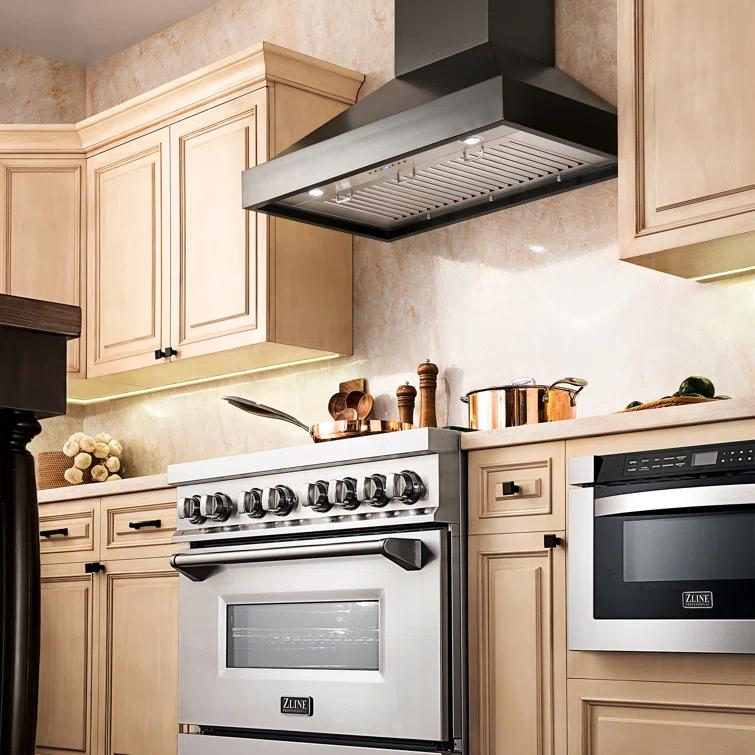ZLINE 30 in. Convertible Vent Wooden Wall Mount Range Hood in Antigua & Walnut