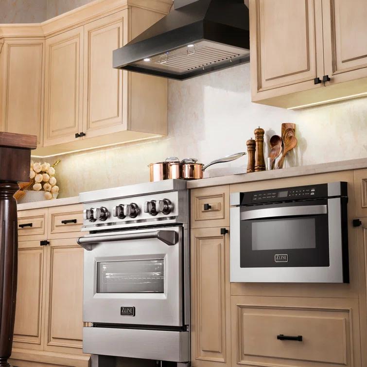 ZLINE 30 in. Convertible Vent Wooden Wall Mount Range Hood in Antigua & Walnut