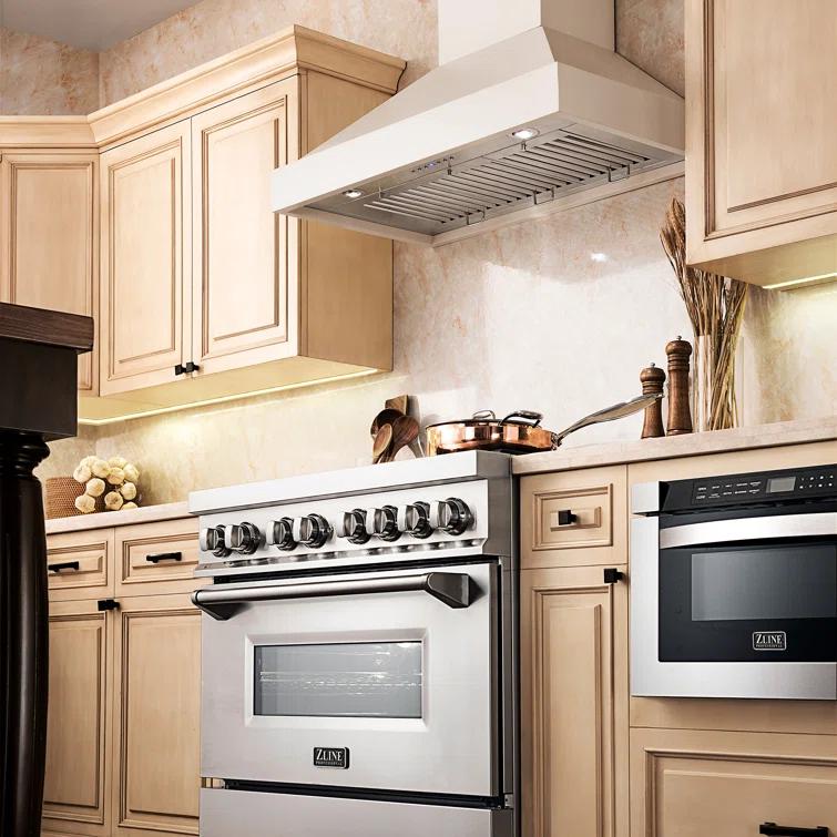 ZLINE 36 in. Convertible Vent Wooden Wall Mount Range Hood in Walnut