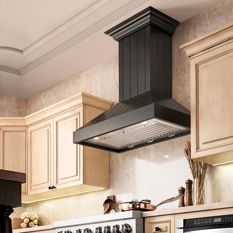 ZLINE 36 in. Wooden Convertible Vent Wall Mount Range Hood in Rustic Light Finish - Includes Motor (KPLL-36)