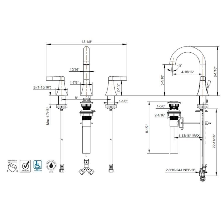 Davvid Widespread 2-handle Bathroom Faucet