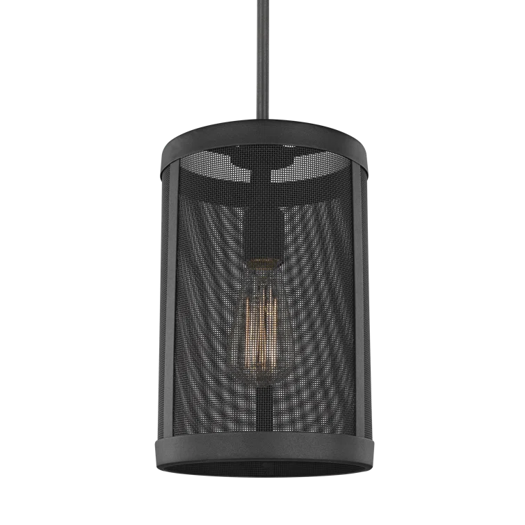 Generation Lighting 6128501-12 Restoration One Light Pendant from Seagull - Gereon Collection in Black Finish,