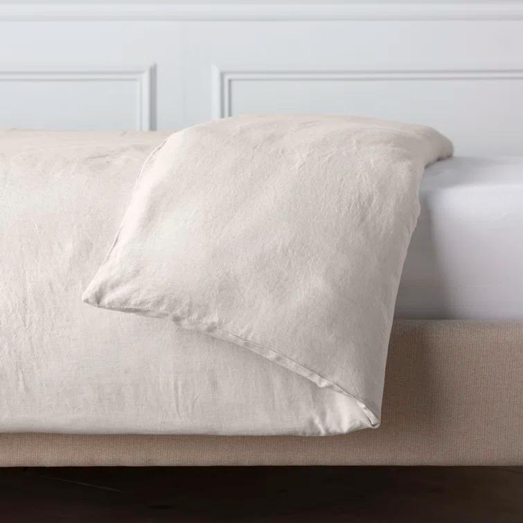 Ivory Twin Linen Duvet Cover with Matching Sham