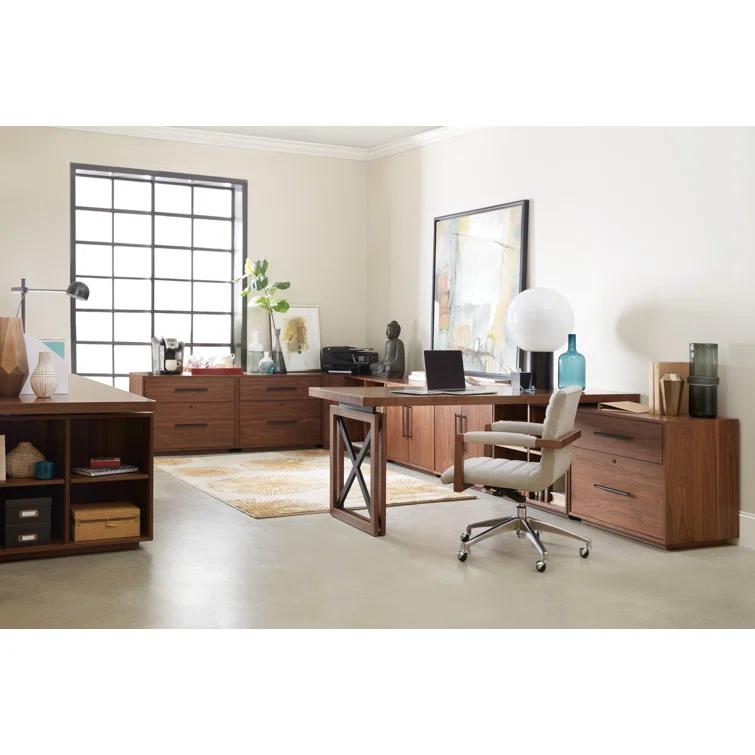 Elon Transitional Swivel Desk Chair in Crafty Cement Fabric