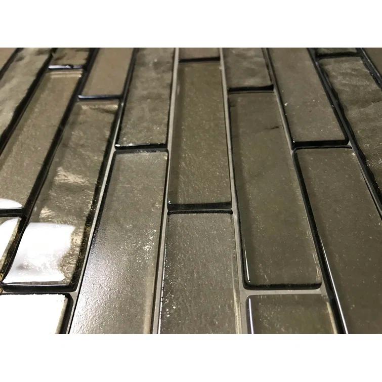 Landscape 1 in. x 4 in. Translucent Glass Plastic Face Mounted Brick Mosaic Designer Pool Tile