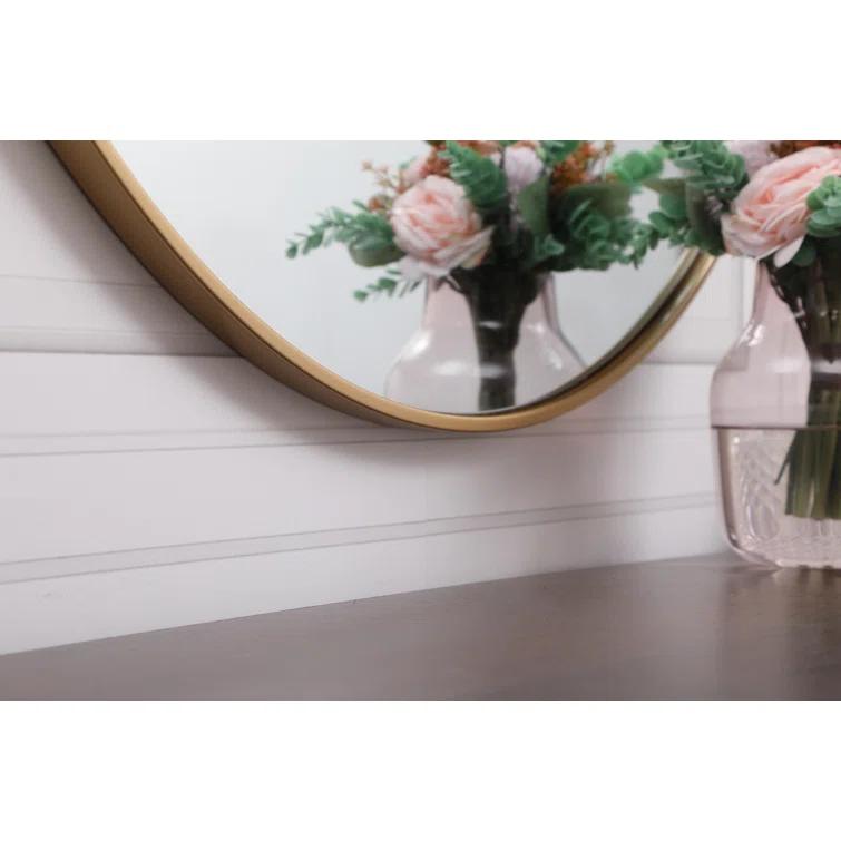 Cassie Metal/Manufactured Wood Round Wall Mirror
