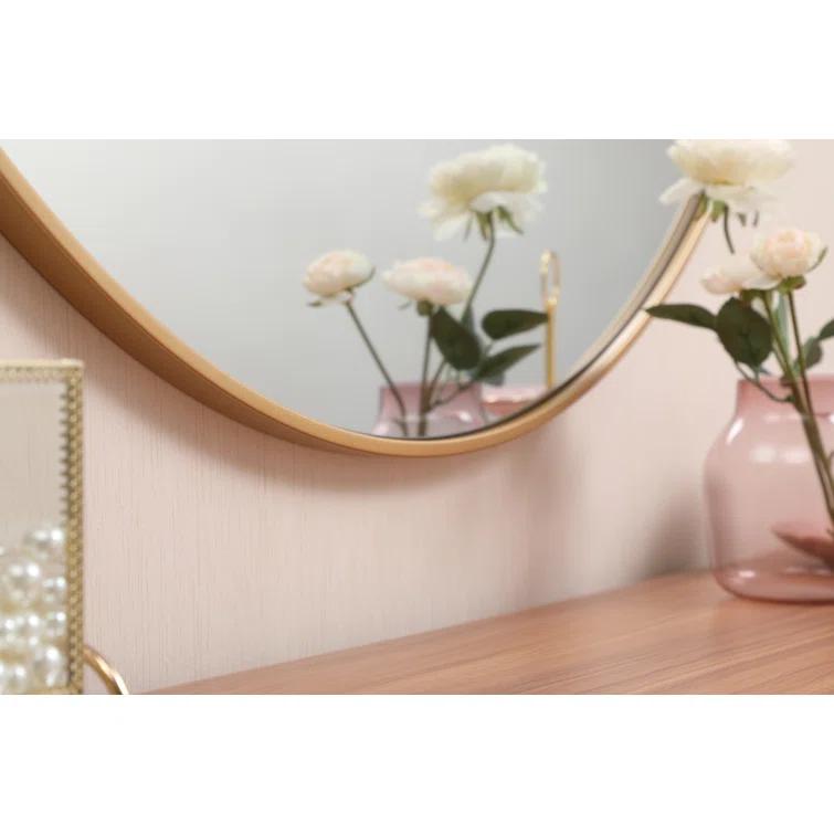 Cassie Metal/Manufactured Wood Round Wall Mirror