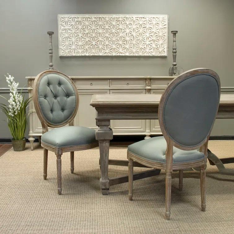 Asta 21" Wide Tufted Linen Side Chair