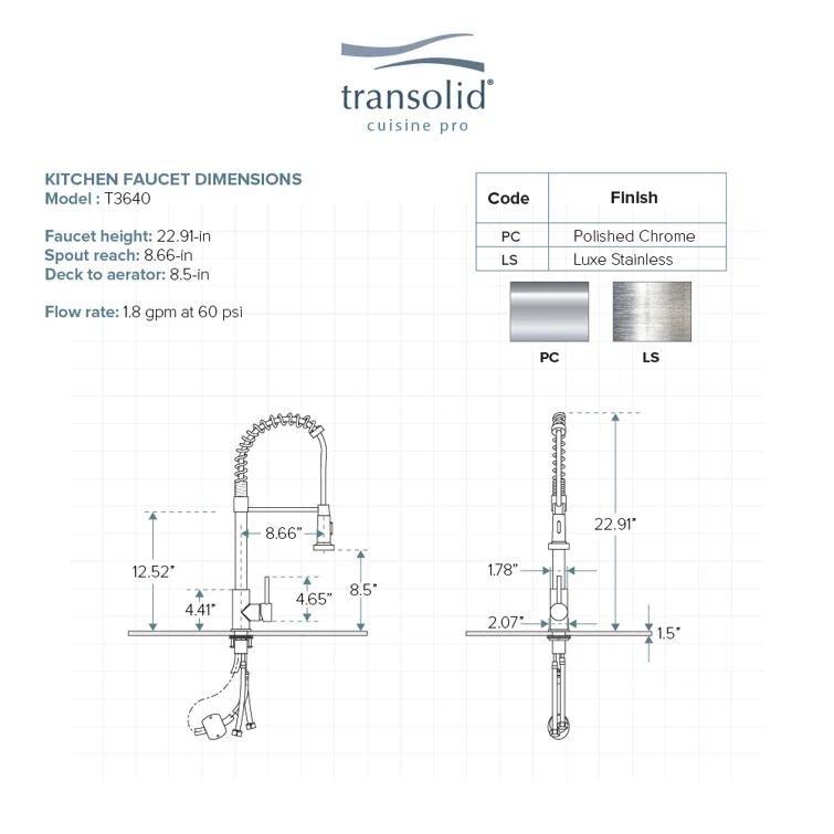 Transolid Cuisine Pro Pull Down Kitchen Faucet