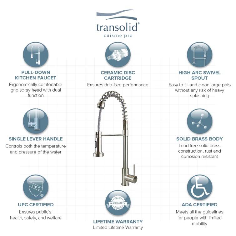 Transolid Cuisine Pro Pull Down Kitchen Faucet