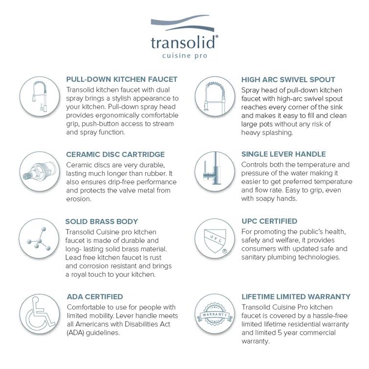 Transolid Cuisine Pro Pull Down Kitchen Faucet
