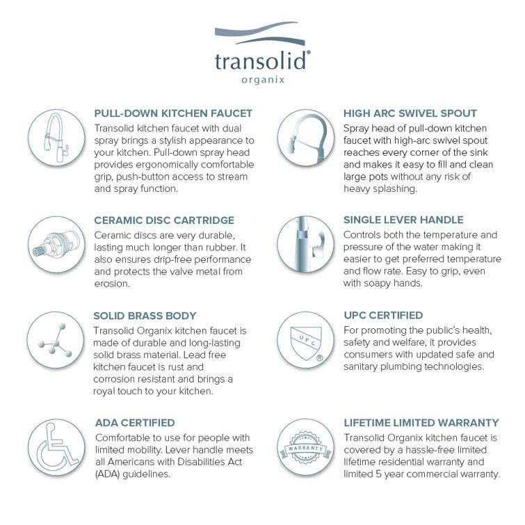 Transolid Organix Pull Down Kitchen Faucet