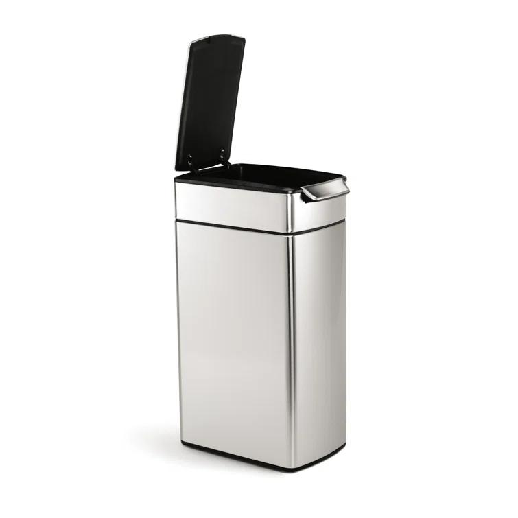 simplehuman 40 Liter / 10.6 Gallon Slim Touch-Bar Kitchen Trash Can, Brushed Stainless Steel