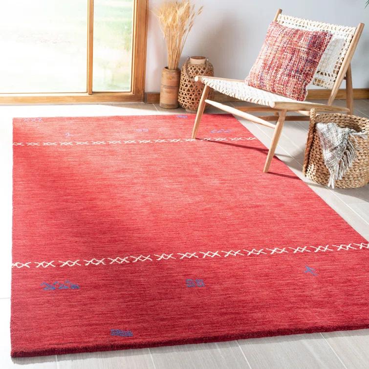 Santiago Handmade Wool Red Rug