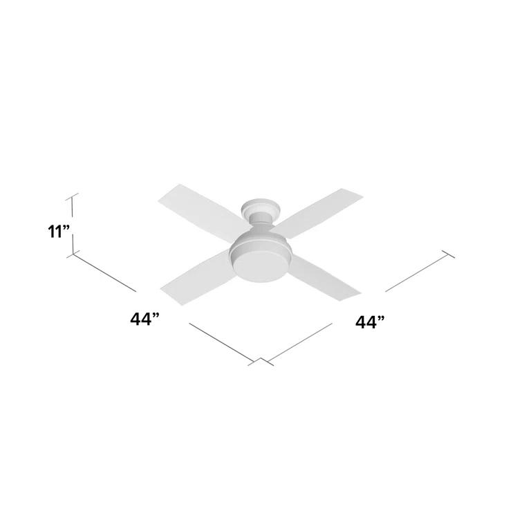 Dempsey Low Profile 44" 4 - Blade Indoor Flush Mount Small Room Ceiling Fan with Lights and Remote