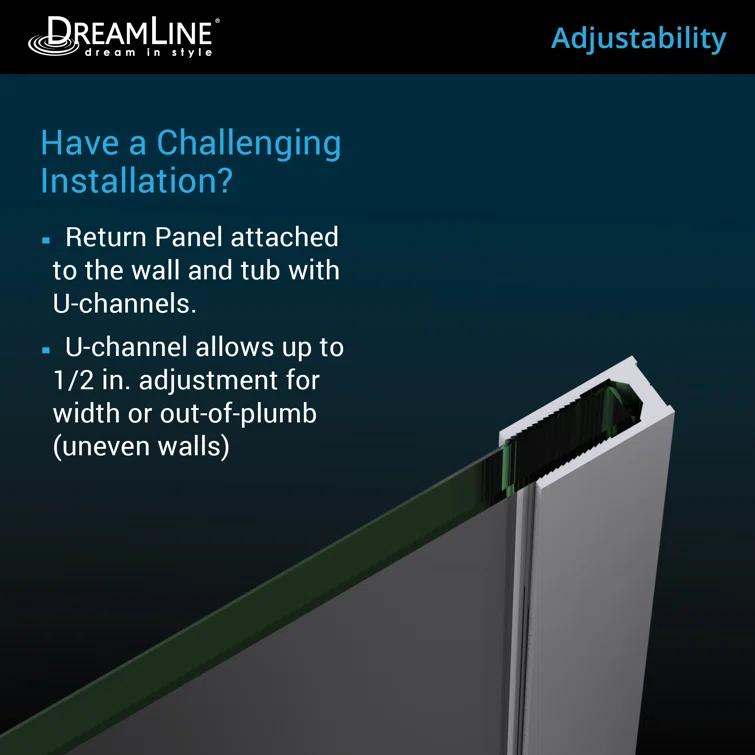 Aqua Uno 56" W x 58" H Hinged Semi-Frameless Tub Door