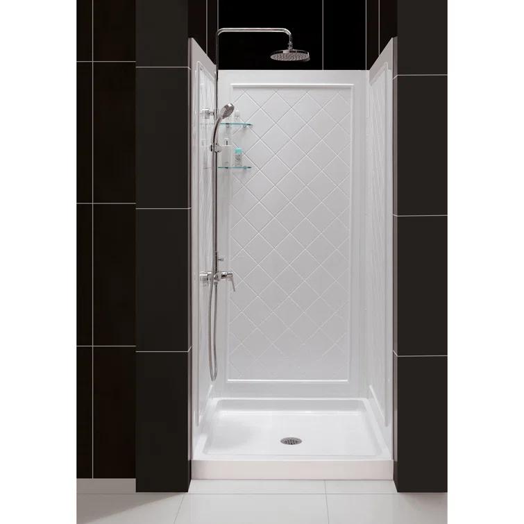 Flex 32" x 76.75" Square Pivot Shower Enclosure with Base Included