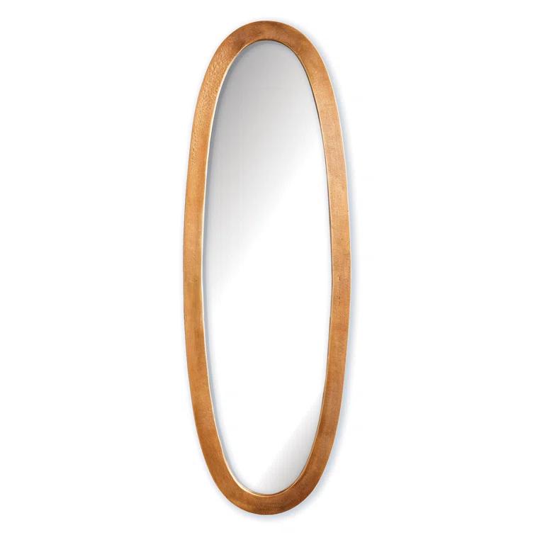 Gold Elongated Oval Wood Wall Mirror