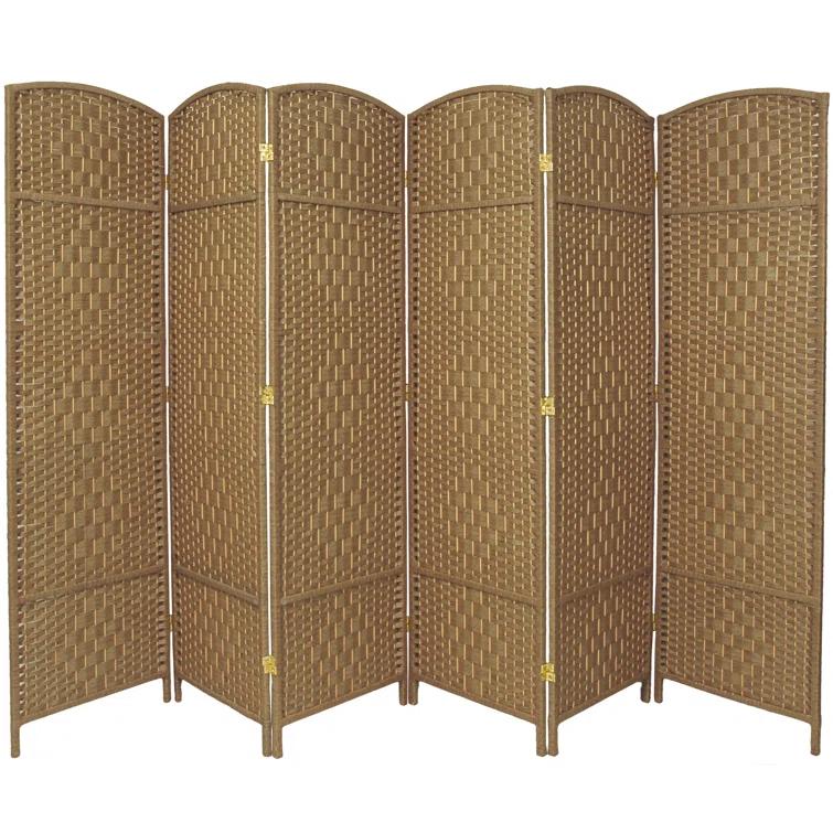 Oriental Furniture 6 ft. Tall Diamond Weave Room Divider - Natural - 6 Panel