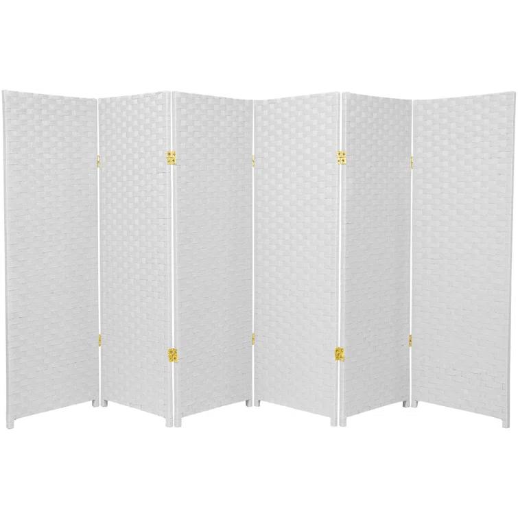 Handmade Woven Fiber Four-Panel Four-Foot Room Divider (China) White