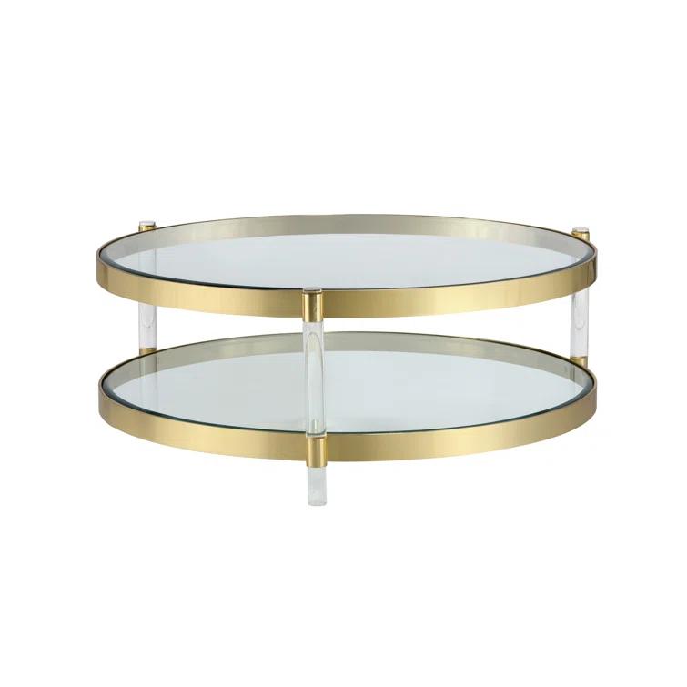 41'' Round Luxe Gold Metal & Acrylic Outdoor Coffee Table