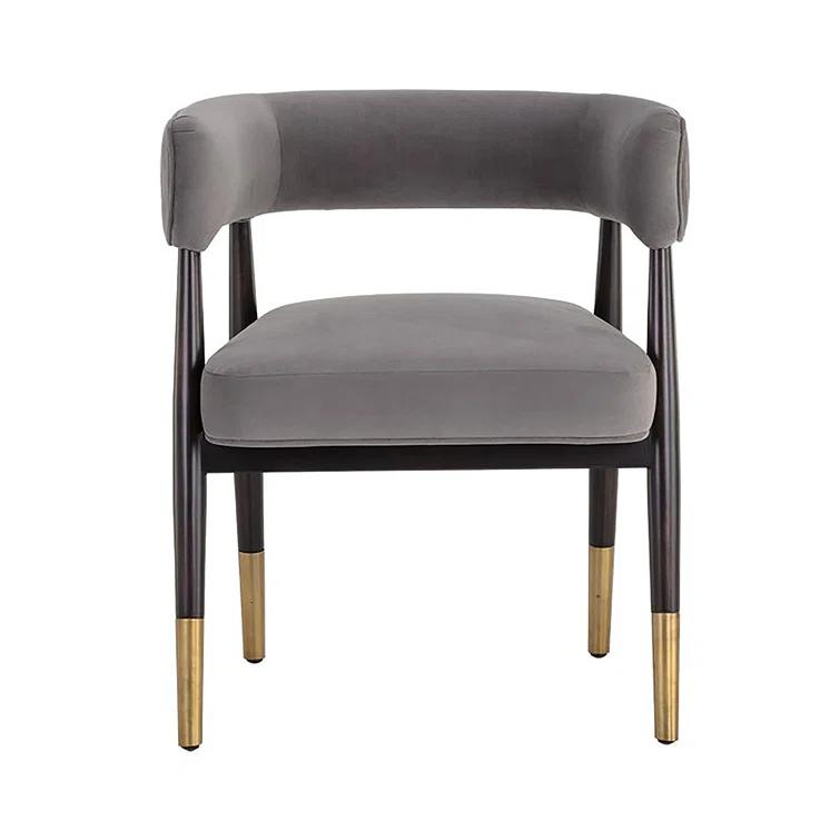 Antonio Charcoal Upholstered Armchair with Gold Accents