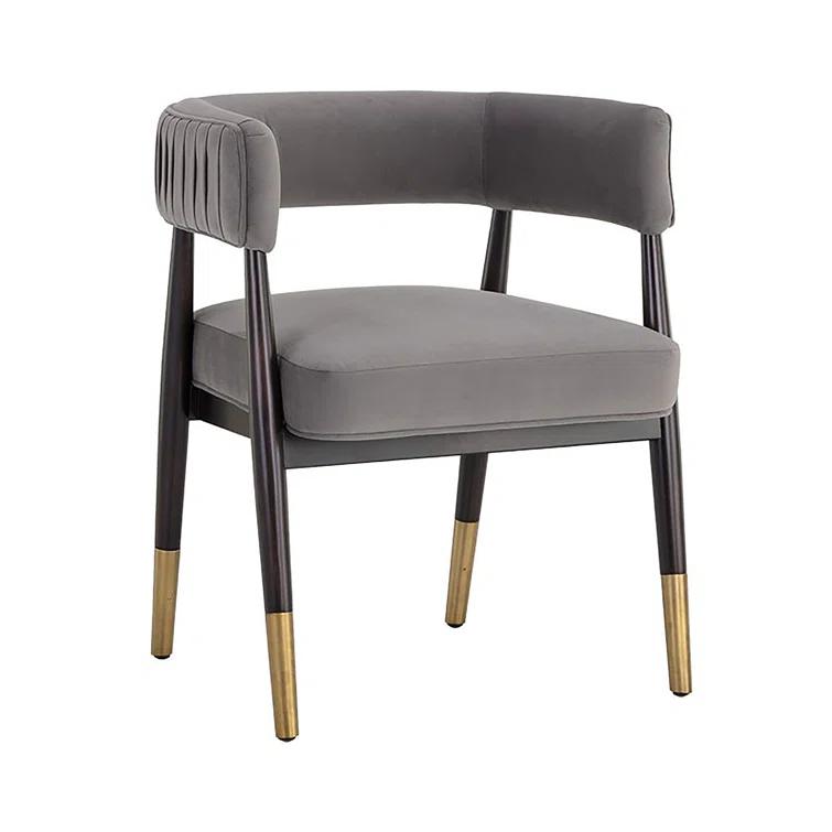 Antonio Charcoal Upholstered Armchair with Gold Accents