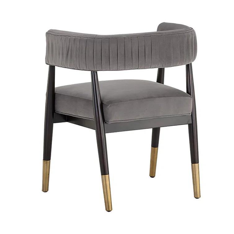 Antonio Charcoal Upholstered Armchair with Gold Accents