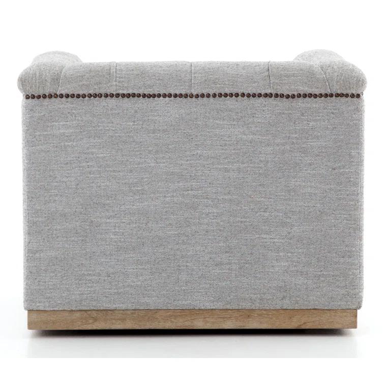 Light Grey Leather Upholstered Swivel Chair