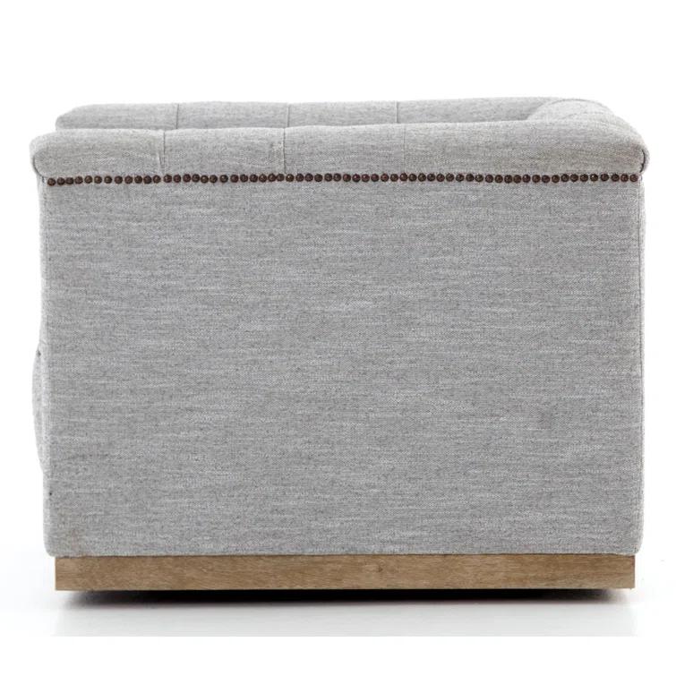 Light Grey Leather Upholstered Swivel Chair