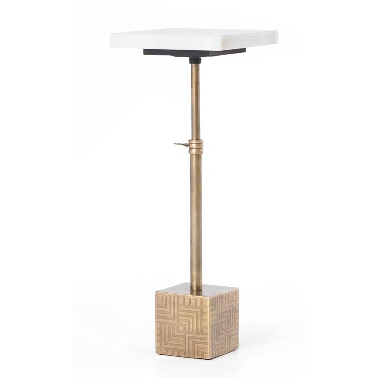 Astrid Gold and White Marble Square Accent Table