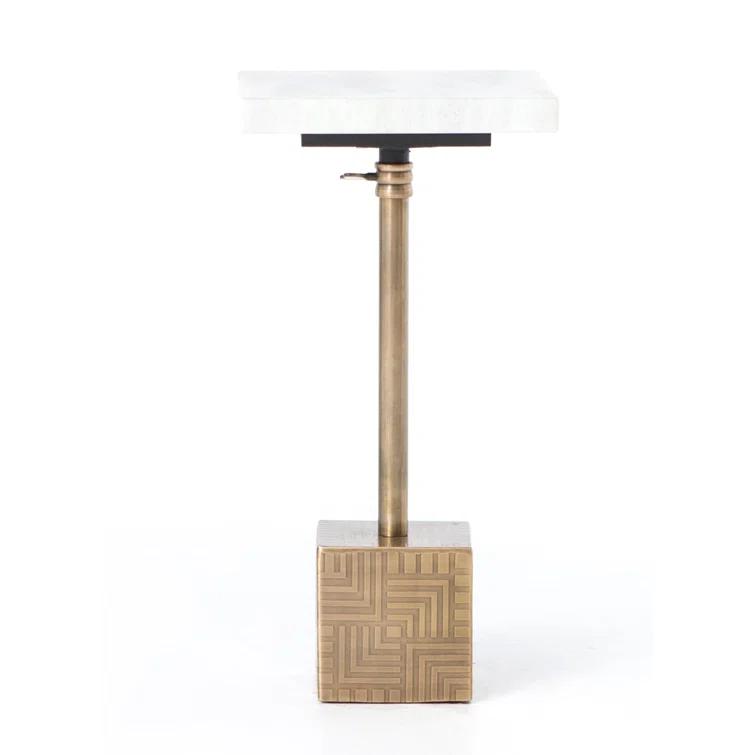Astrid Gold and White Marble Square Accent Table
