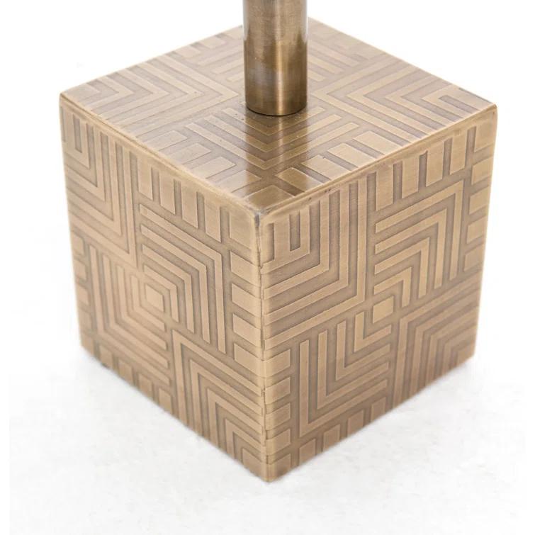 Astrid Gold and White Marble Square Accent Table
