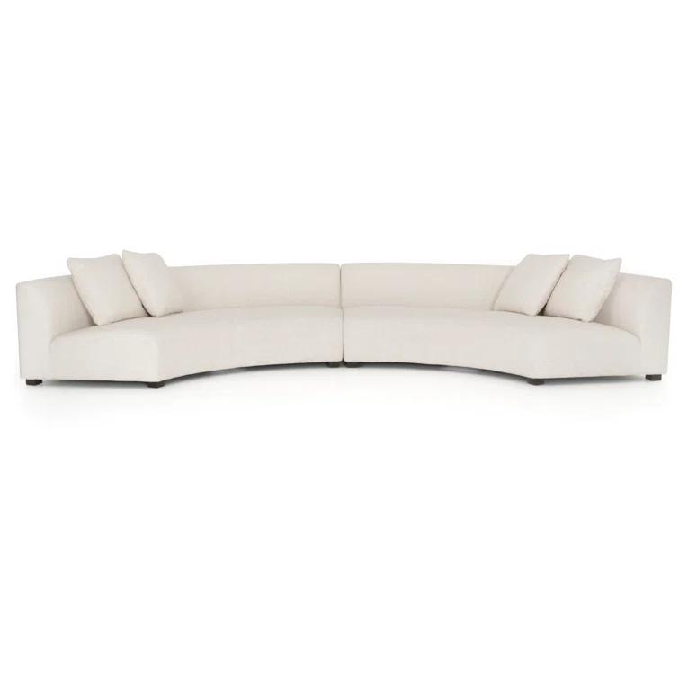 Saban 2-Piece Curved Sectional Sofa - Ivory Linen