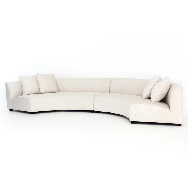 Saban 2-Piece Curved Sectional Sofa - Ivory Linen