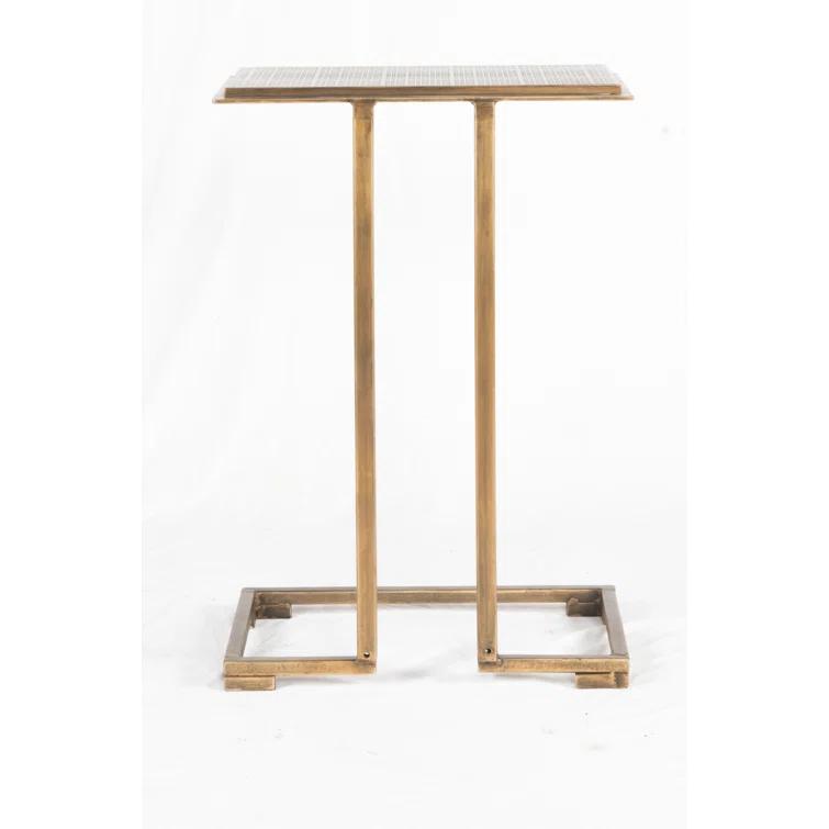 Antique Brass 24" Rectangular Metal End Table