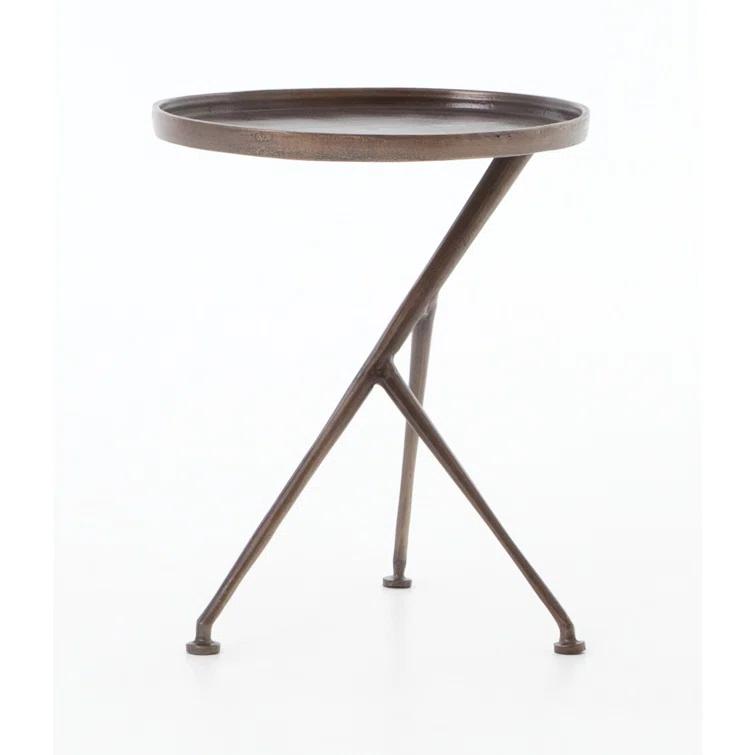 Marlow Rustic Round Stone and Metal Accent Table