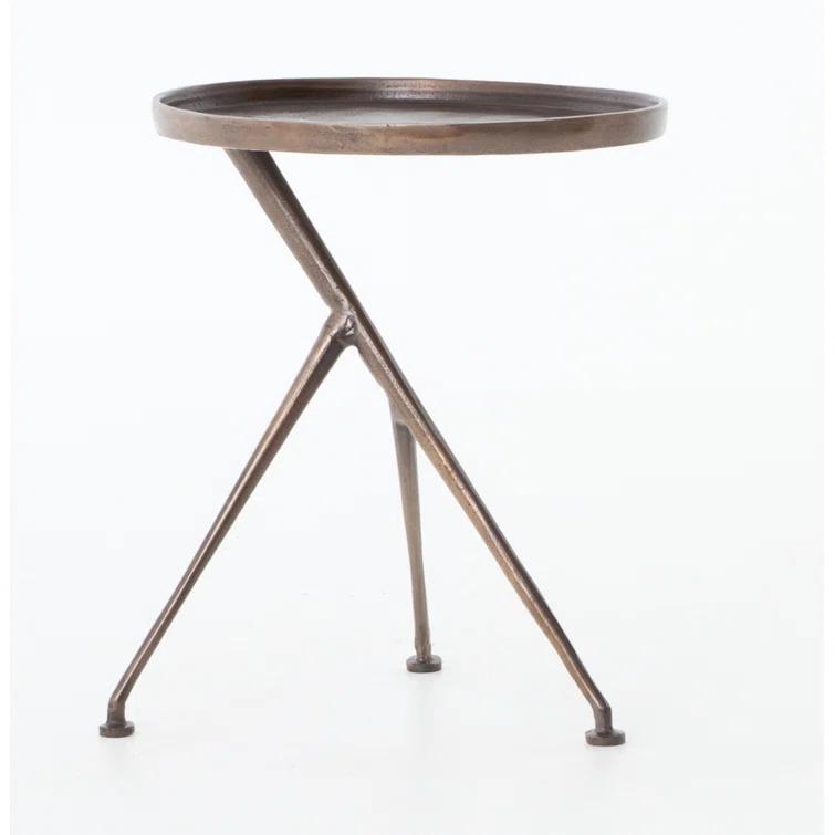 Marlow Rustic Round Stone and Metal Accent Table