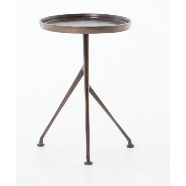 Marlow Rustic Round Stone and Metal Accent Table