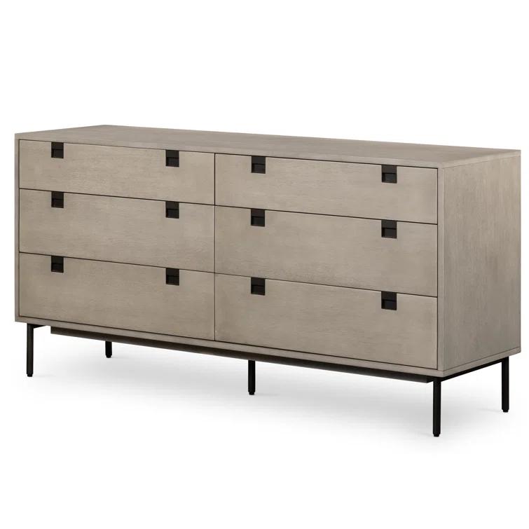 Iron & Acacia 6-Drawer Dresser (62")