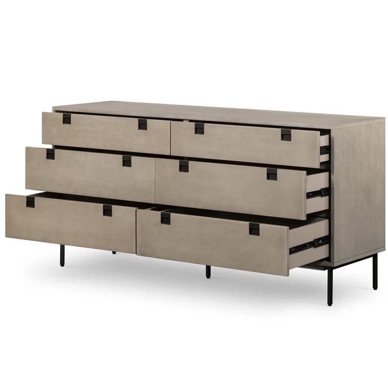 Iron & Acacia 6-Drawer Dresser (62")