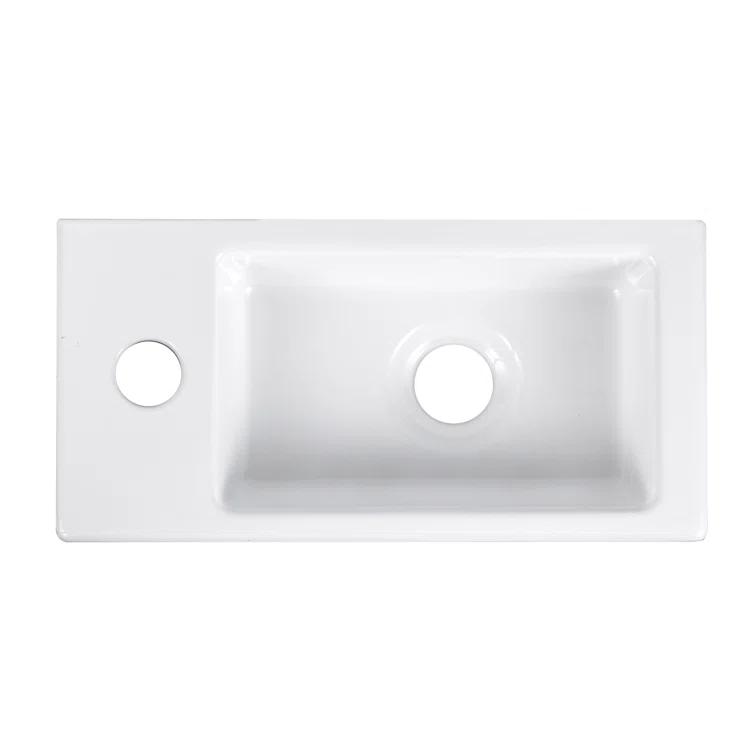 Liberty 14.57'' x 7'' Vitreous China Rectangular Wall Mount Bathroom Sink with Left Faucet Hole for Small Space