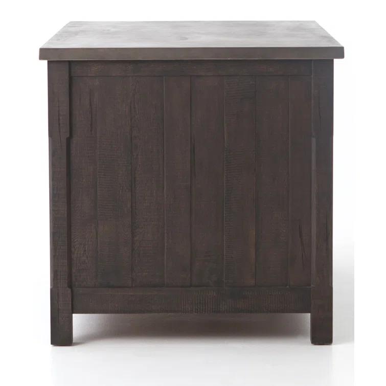 Acacia Wood Brown Rectangular Kitchen Island with Concrete Top