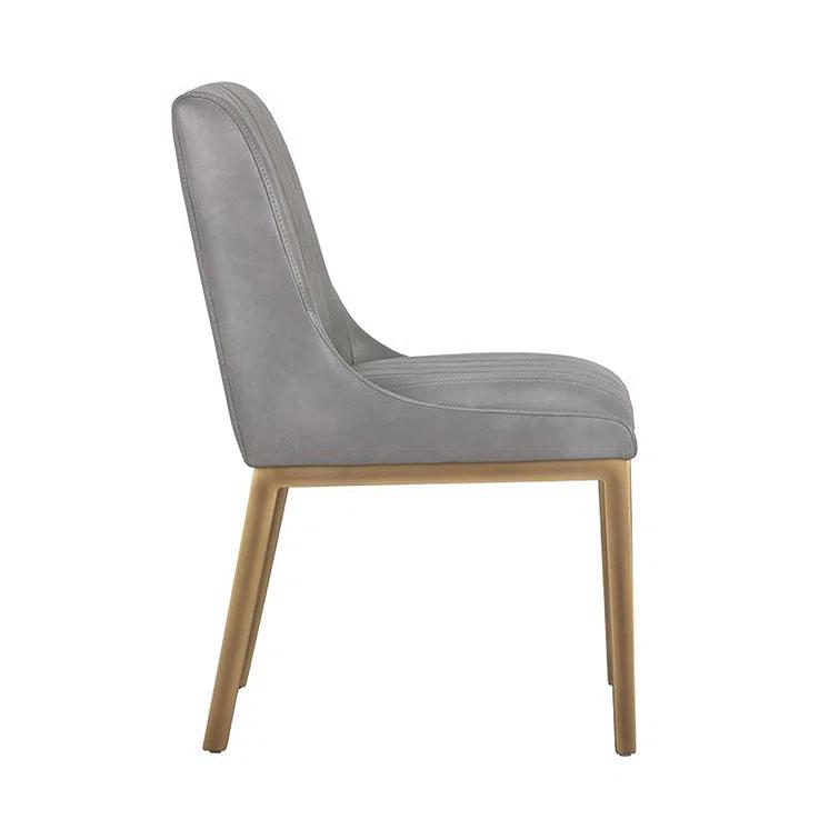 Gray Faux Leather Upholstered Side Chair with Metal Frame