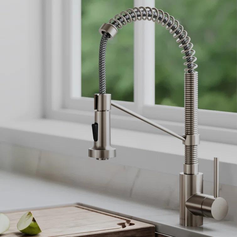 KRAUS Bolden Commercial Style 2-Function Single Handle Pull Down Kitchen Faucet with Soap Dispenser