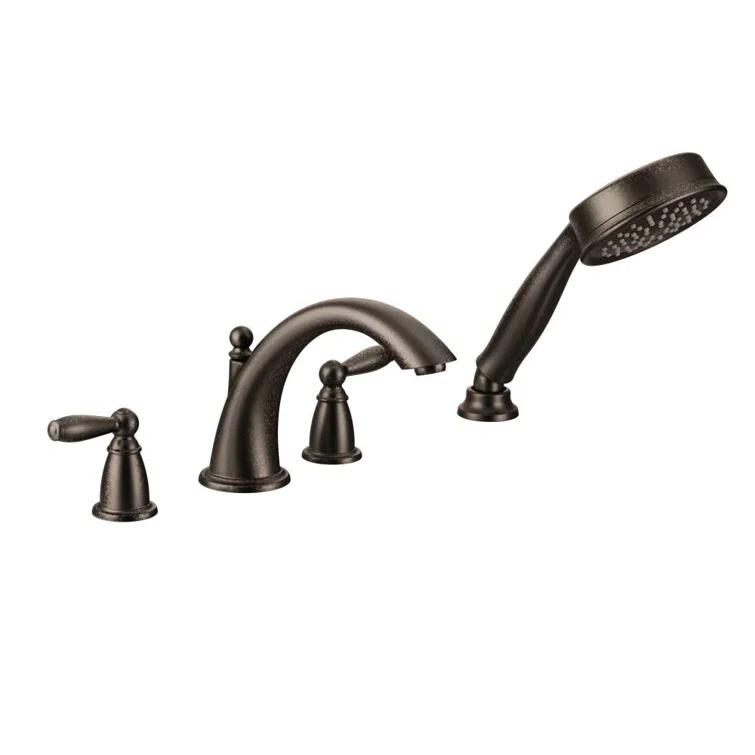 Brantford Double Handle Deck Mounted Roman Tub Faucet Trim with Handshower