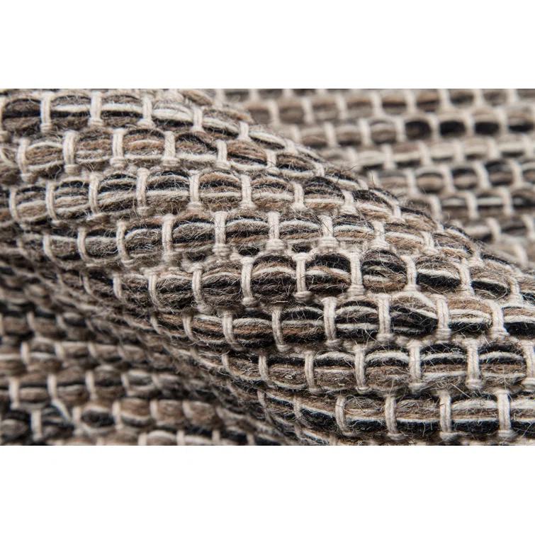 Momeni  Mesa Hand Woven Wool Contemporary Abstract Area Rug Natural Black 3' 6" x 5' 6" 4' x 6' Indoor,Accent,Handmade Brown Rectangle