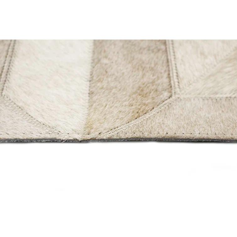 Ruvi Geometric Handmade Cowhide Camel Area Rug